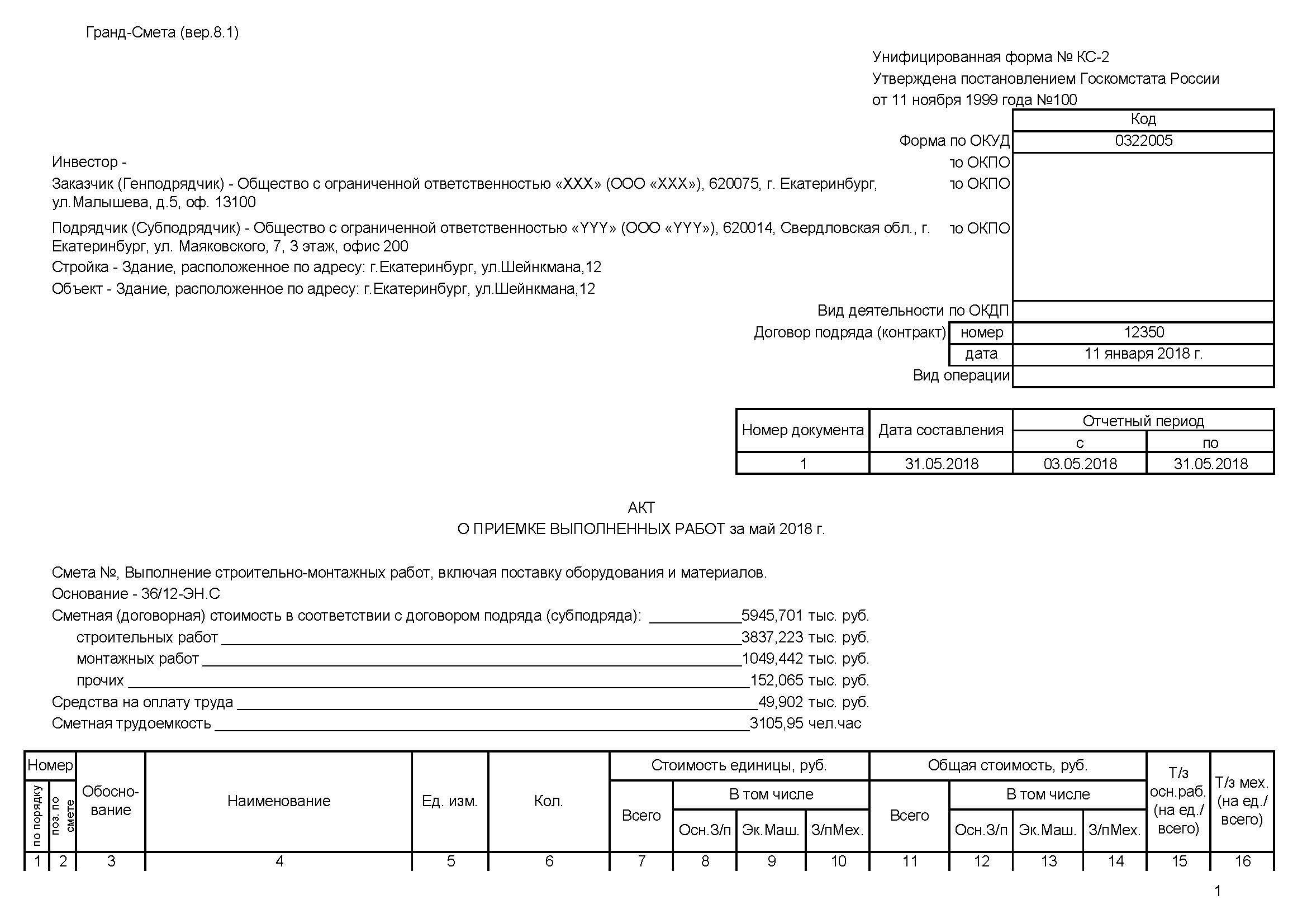 Образец акта выполненных работ по форме кс 2